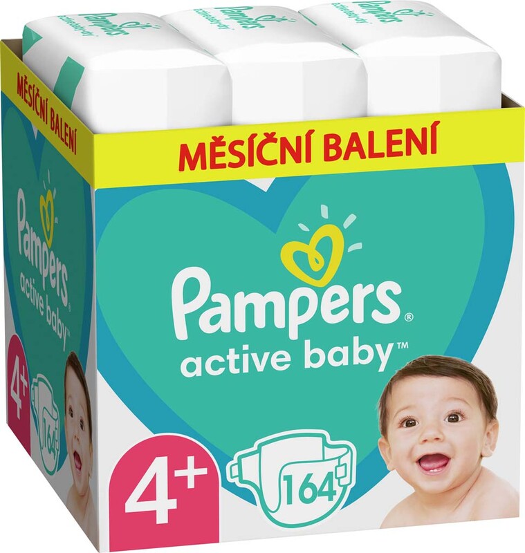 PAMPERS - Active Baby Pleny jednorázové 4+ (10-15 kg) 164 ks - MĚSÍČNÍ ZÁSOBA