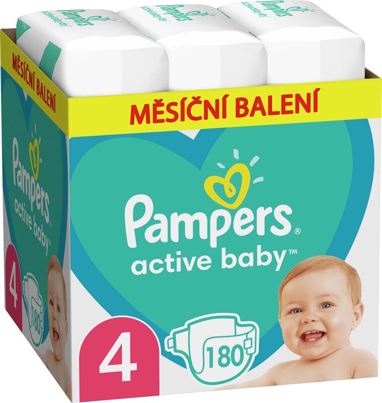 PAMPERS - Active Baby Pleny jednorázové 4 (9-14 kg) 180 ks - MĚSÍČNÍ ZÁSOBA