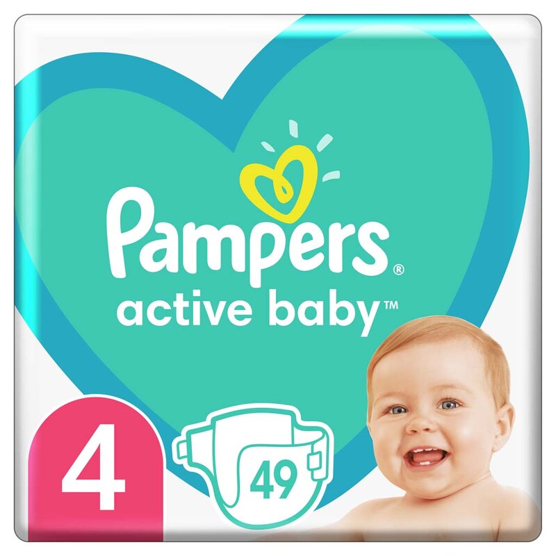 PAMPERS - Active Baby Pleny jednorázové 4 (9-14 kg) 49 ks