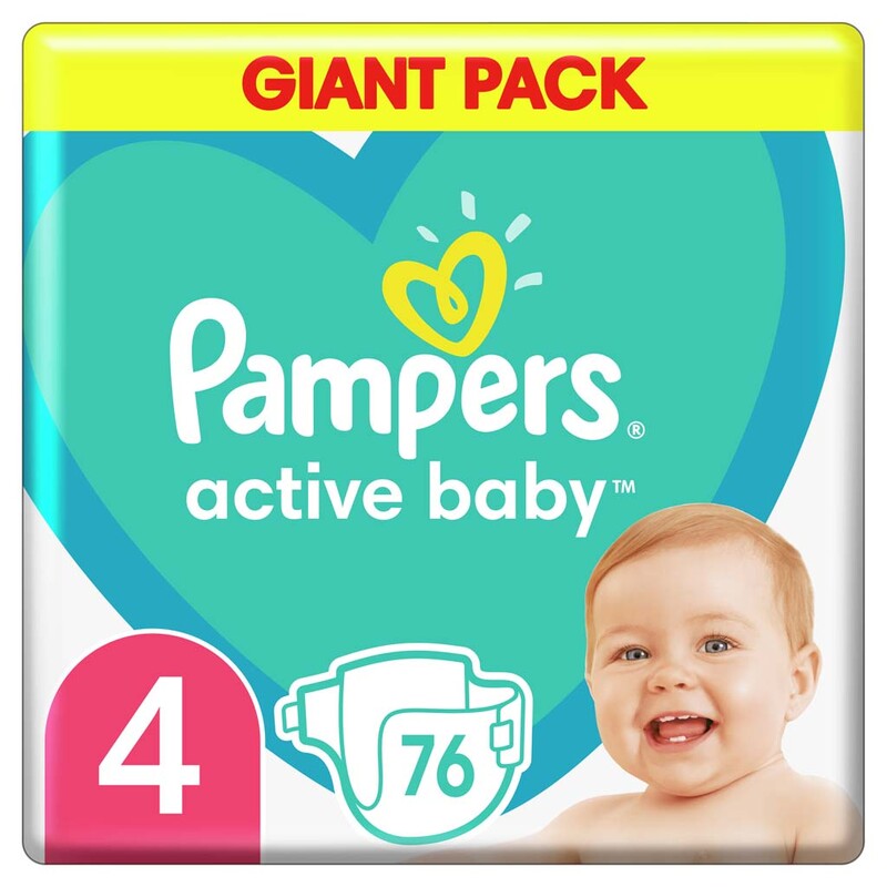 PAMPERS - Active Baby Pleny jednorázové 4 (9-14 kg) 76 ks