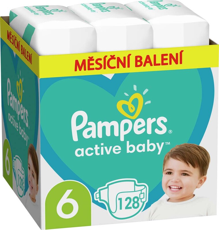 PAMPERS - Active Baby Pleny jednorázové 6 (13-18 kg) 128 ks - MĚSÍČNÍ ZÁSOBA