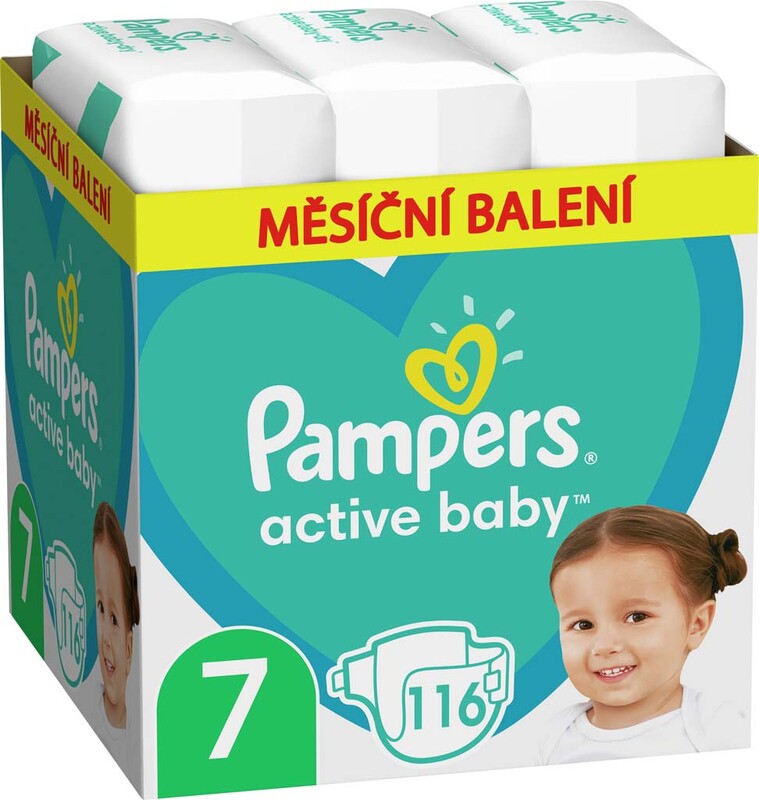 PAMPERS - Active Baby Pleny jednorázové 7 (15 kg+) 116 ks - MĚSÍČNÍ ZÁSOBA