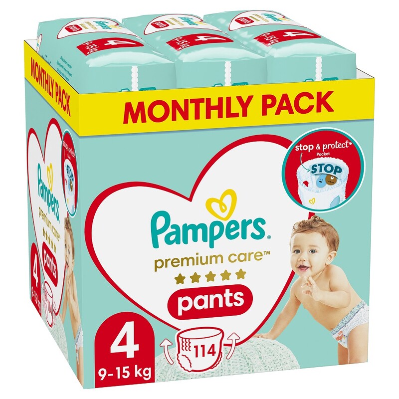 Fotografie PAMPERS - Premium Care Kalhotky plenkové vel. 4 (915 kg) 114 ks Pampers A27:250975