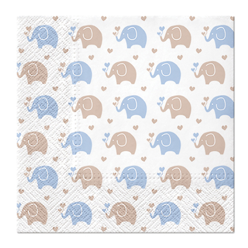 PAW - Ubrousky L 33x33cm Baby Elephants blue