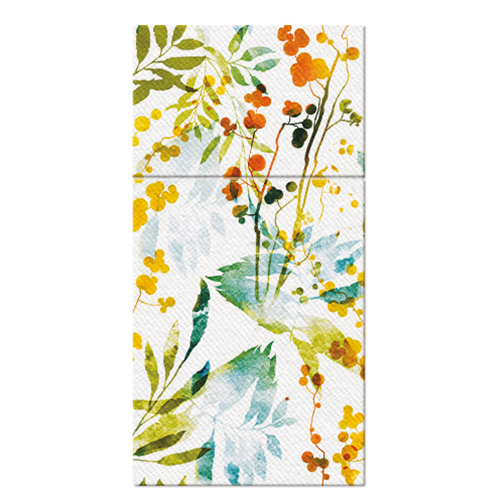 PAW - Sáčky na příbory AIRLAID 40x40 cm Watercolor leaves, 25 ks/bal