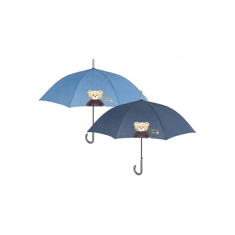 PERLETTI - Automatický deštník DENIM TEDDY / světle modrý, 26204