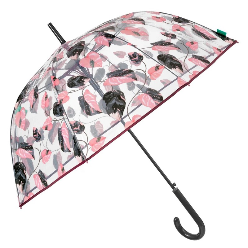 PERLETTI - Dámský průhledný deštník s motivem listů Perletti, 61cm, 26390