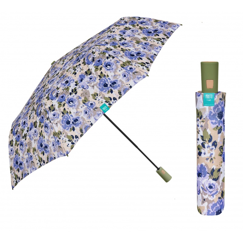PERLETTI - Dámský skládací automatický deštník Peonie/růžový, 26305