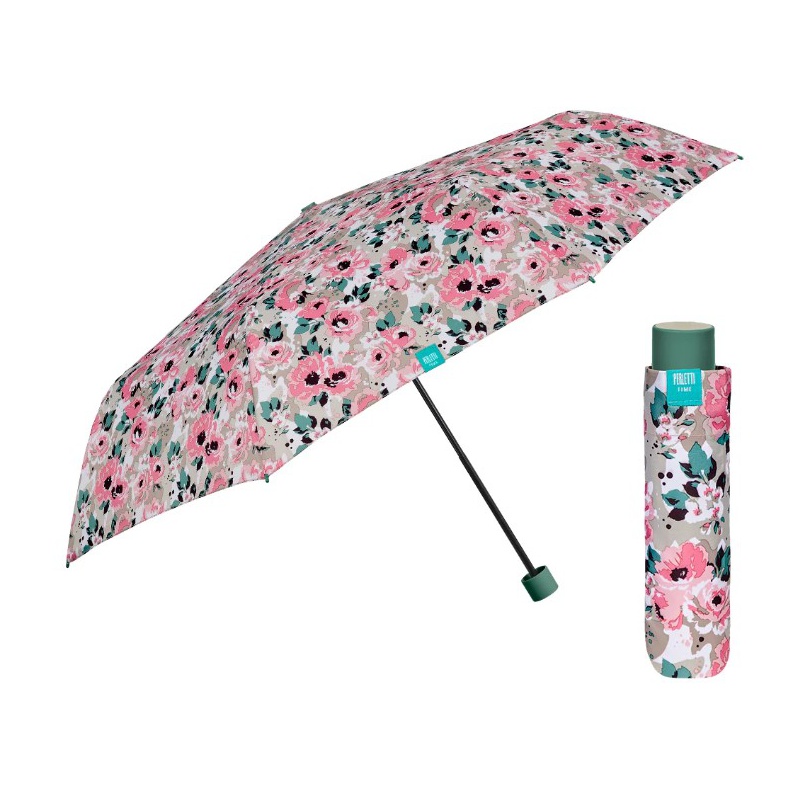 PERLETTI - Dámský skládací deštník Peonie/růžový, 26304