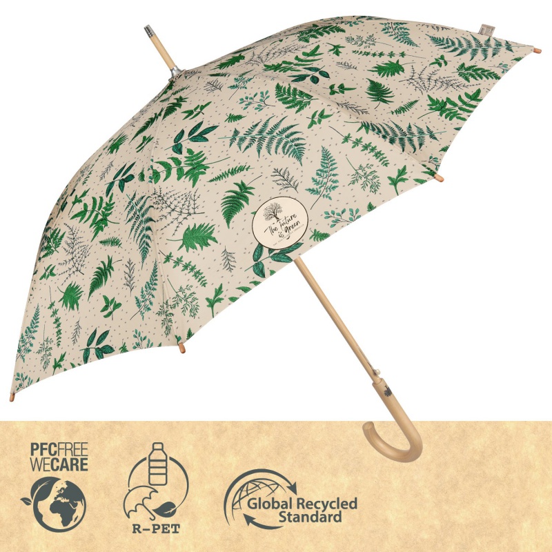 PERLETTI - GREEN Dámský automatický deštník Botanical, 19111