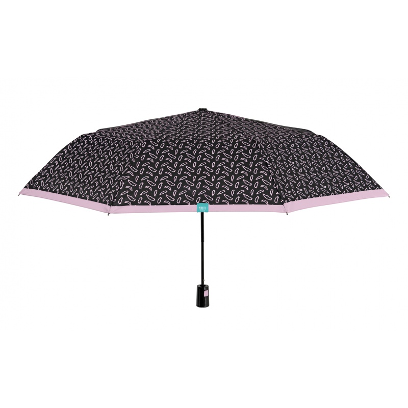 PERLETTI - Skládací automatický deštník RosaNero / proužky, 26186