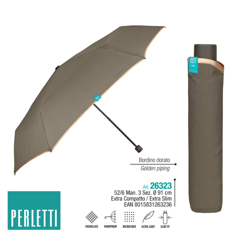 PERLETTI - TIME Dámský skládací deštník EXTRASLIME/cihlovo-červená, 26323