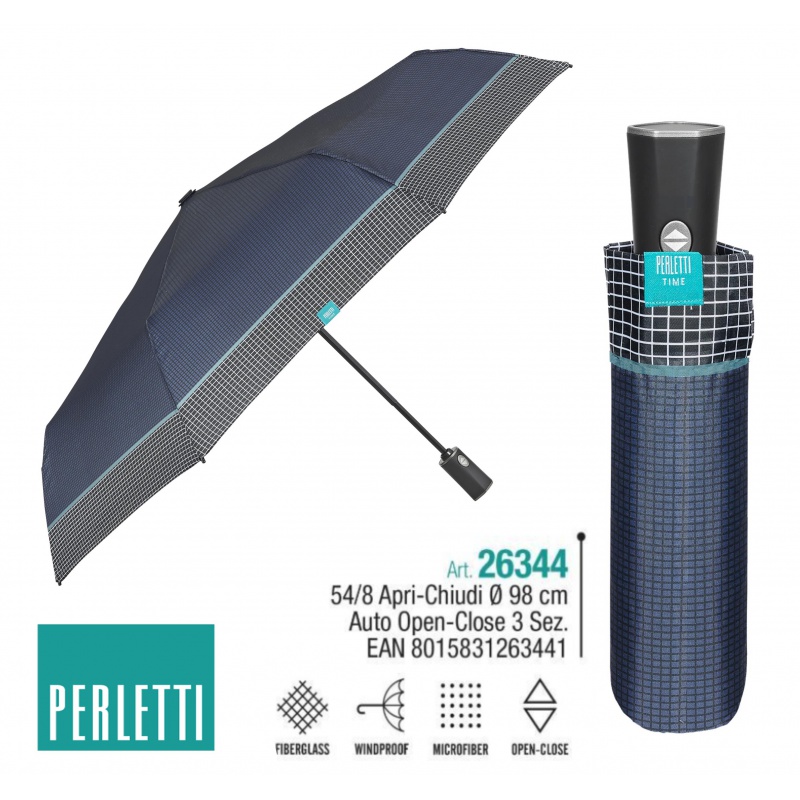 PERLETTI - TIME Pánský plnoautomatický deštník SCOZZESE, 26344