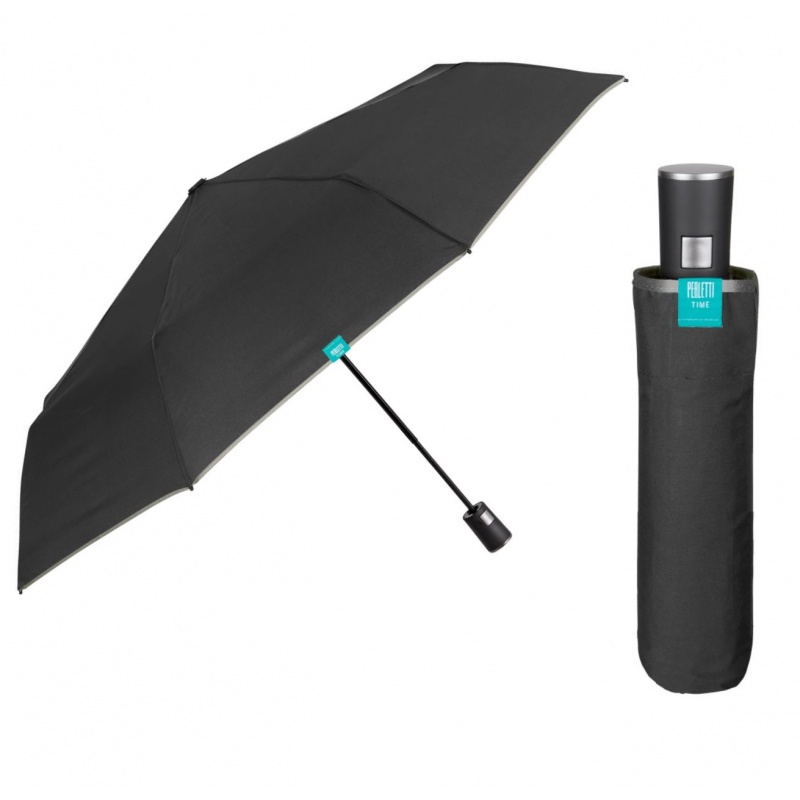 PERLETTI - Time, Skládací automatický deštník Bordino / světle šedá, 26338