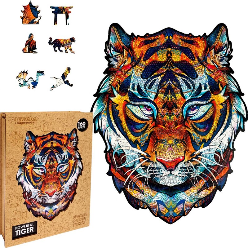 PUZZLER - Dřevěné Barevné Puzzle - Mocný Tygr