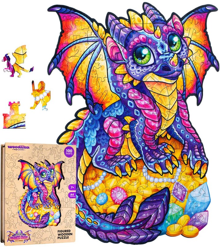 PUZZLER - Dřevěné barevné puzzle - Začarovaný drak