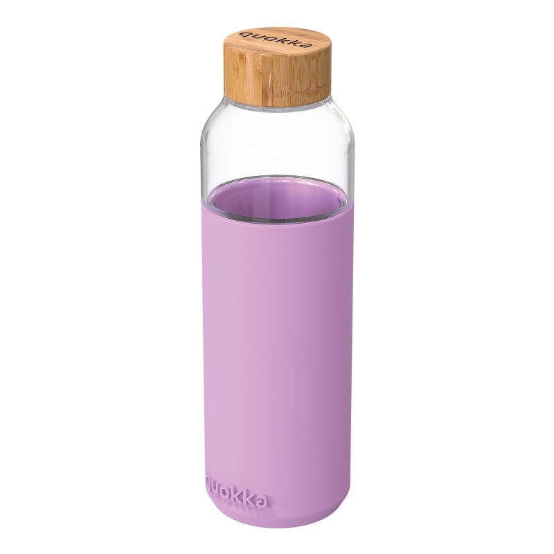 QUOKKA - FLOW Skleněná láhev se silikonovým povrchem LILAC, 660ml, 40008