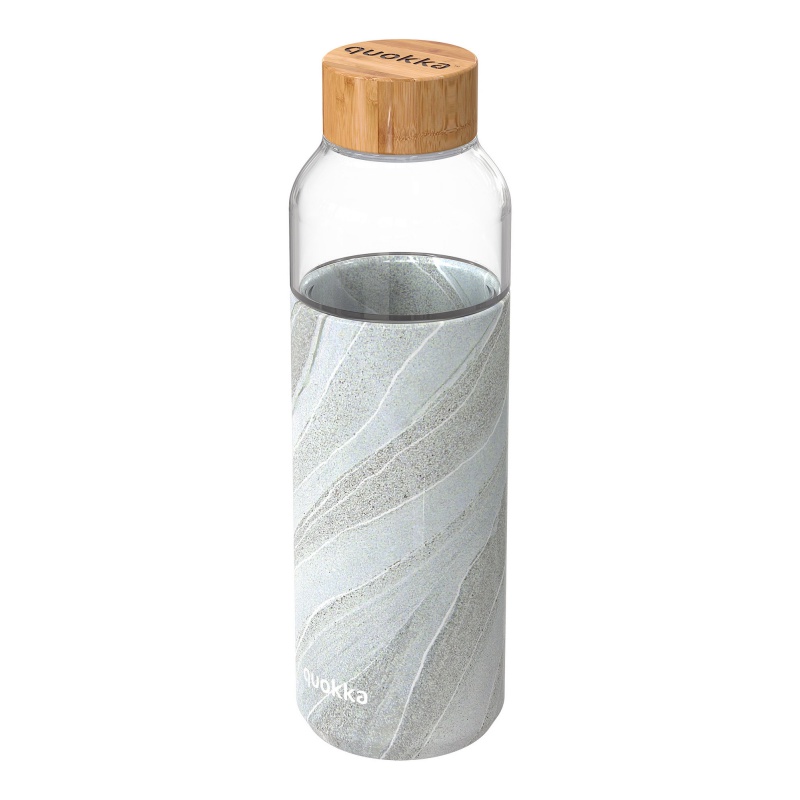 QUOKKA - FLOW Skleněná láhev se silikonovým povrchem WHITE STONE, 660ml, 40002
