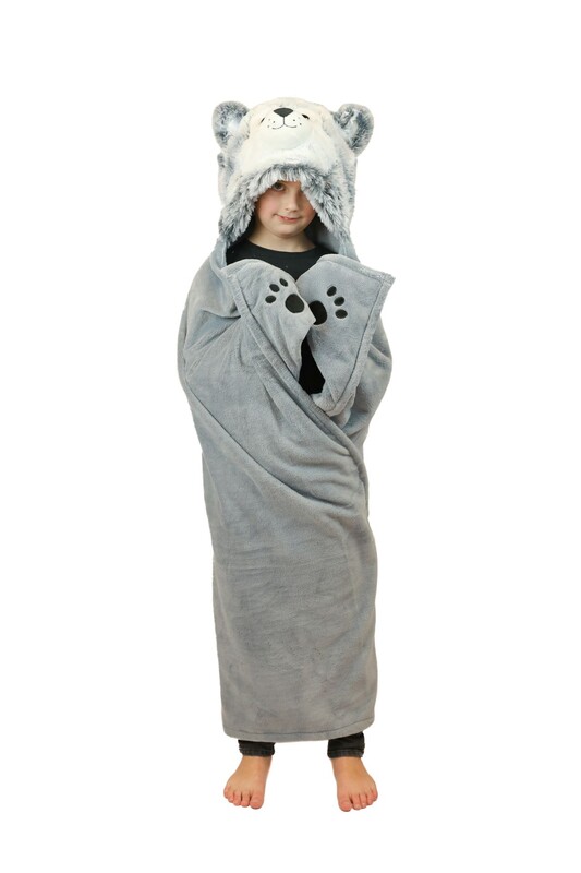 COZY NOXXIEZ - BL802 Husky - hřejivá deka s kapucí se zvířátkem a tlapkovými kapsami