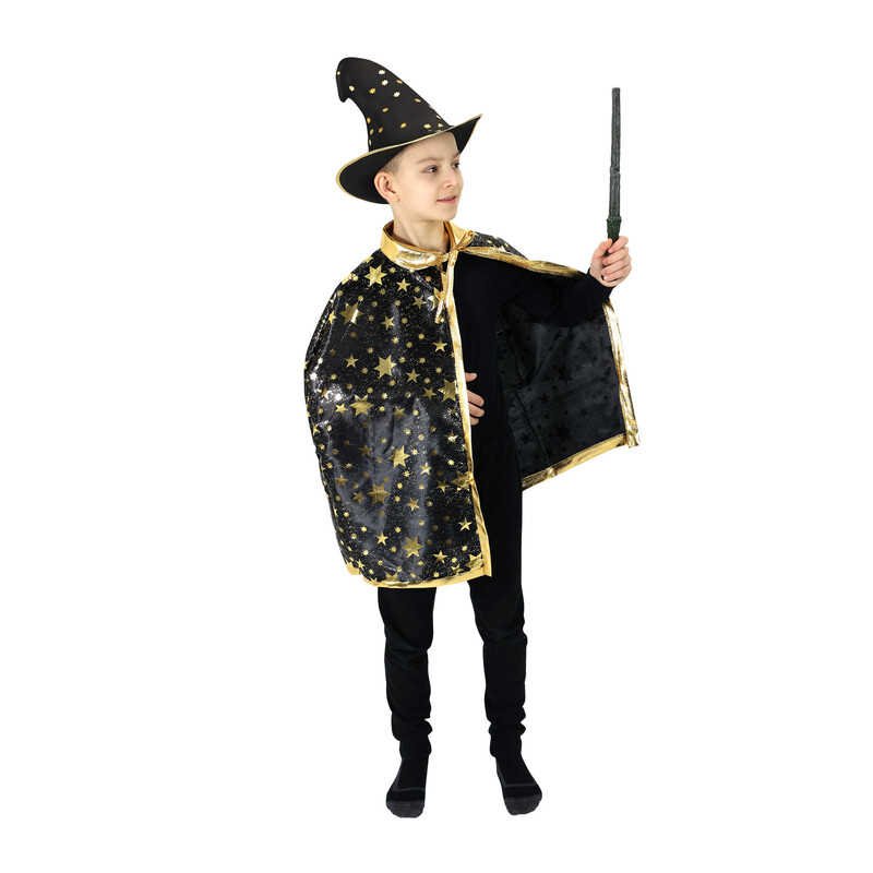 RAPPA - Dětský kostým kouzelnický plášť černý