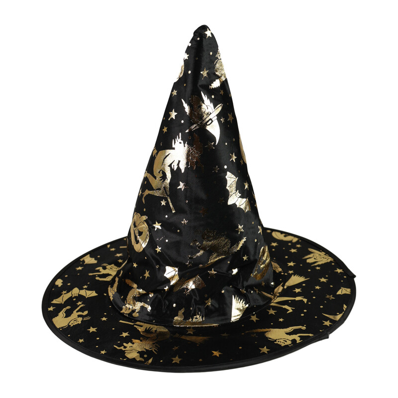 RAPPA - Dětský klobouk čarodějnice zlatý dekor
