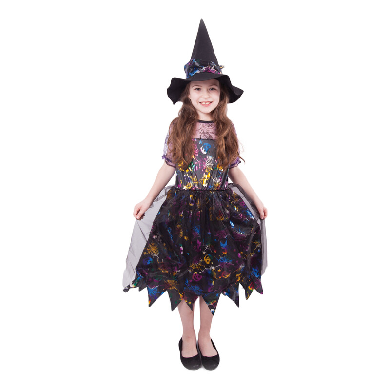 RAPPA - Dětský kostým čarodějnice barevná (M)
