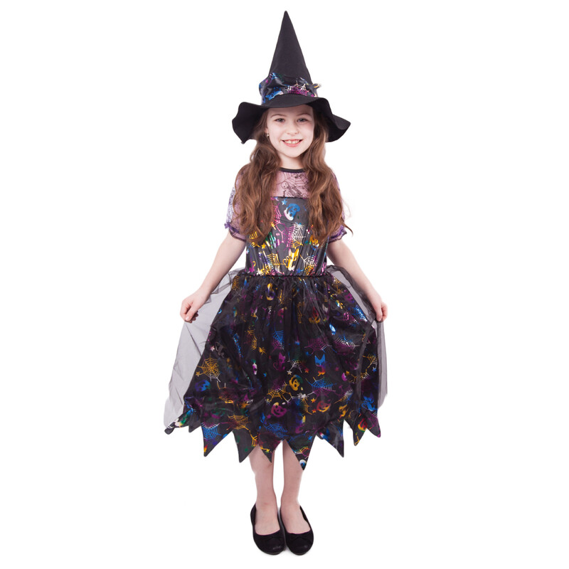 RAPPA - Dětský kostým čarodějnice barevná (S) e-obal
