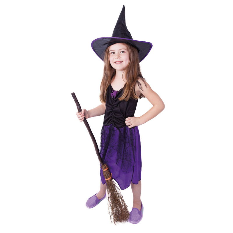 RAPPA - Dětský kostým čarodějnice fialová s kloboukem (M) e-obal