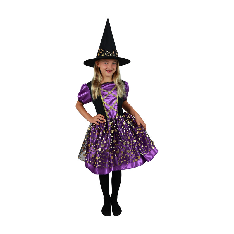 RAPPA - Dětský kostým čarodějnice fialovo-černá (M) e-obal