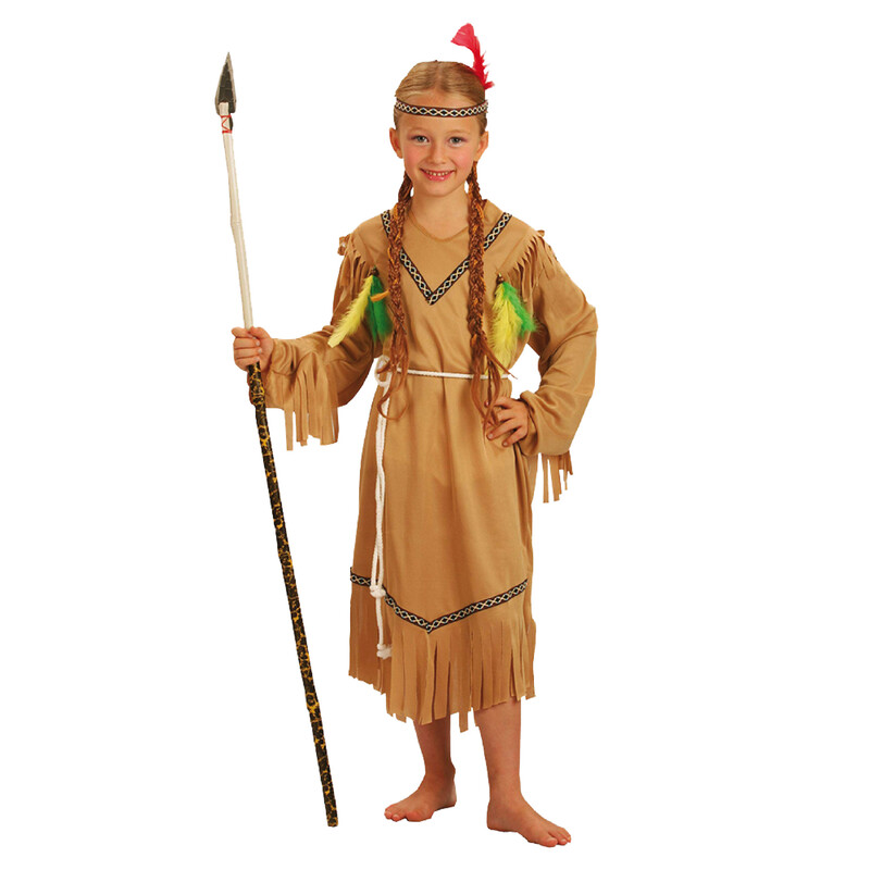 RAPPA - Dětský kostým indiánka s čelenkou a peřím (S)