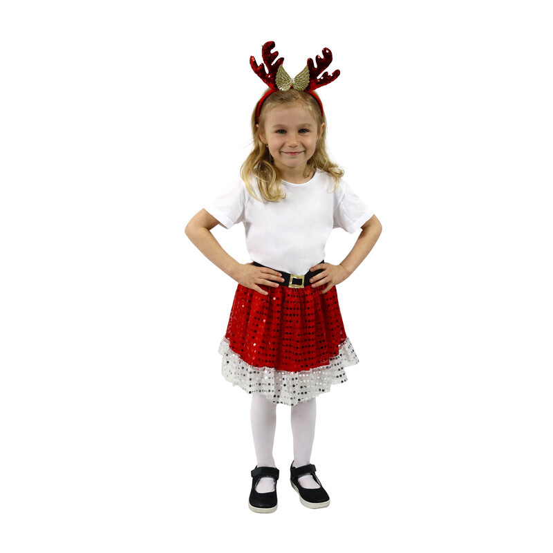RAPPA - Dětský kostým TUTU sukně vánoční sob s čelenkou