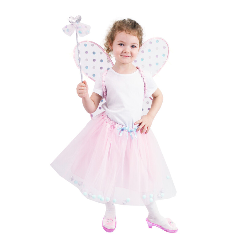 RAPPA - Dětský kostým tutu sukně růžová víla se svítícími křídly e-obal