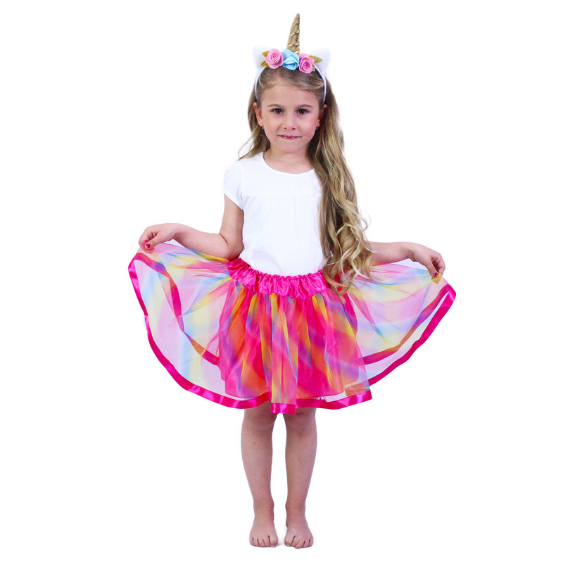RAPPA - Dětský kostým tutu sukně s čelenkou jednorožec