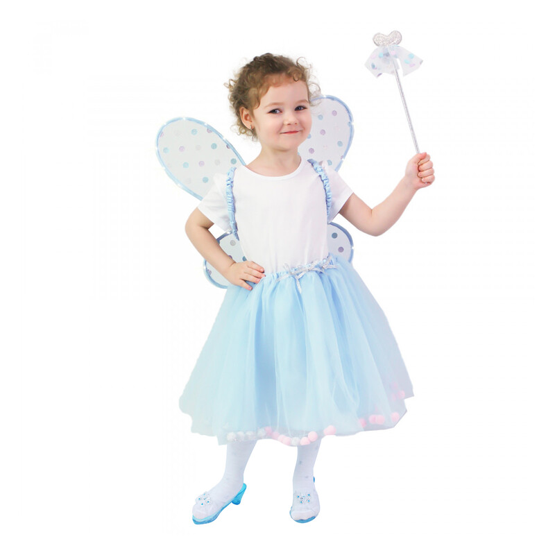 RAPPA - Dětský kostým tutu sukně víla Modřenka se svítícími křídly