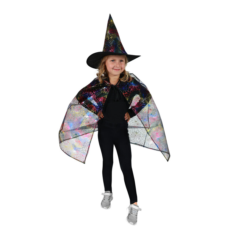 RAPPA - Dětský plášť s pavučinou čarodějnice s kloboukem