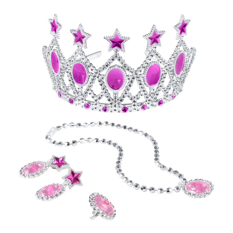 RAPPA - Korunka princezna s náušnicemi a náhrdelníkem růžová