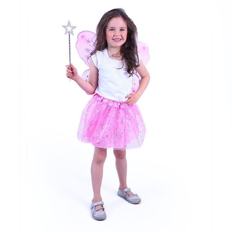 RAPPA - Dětský kostým tutu sukně růžová motýl s hůlkou a křídly