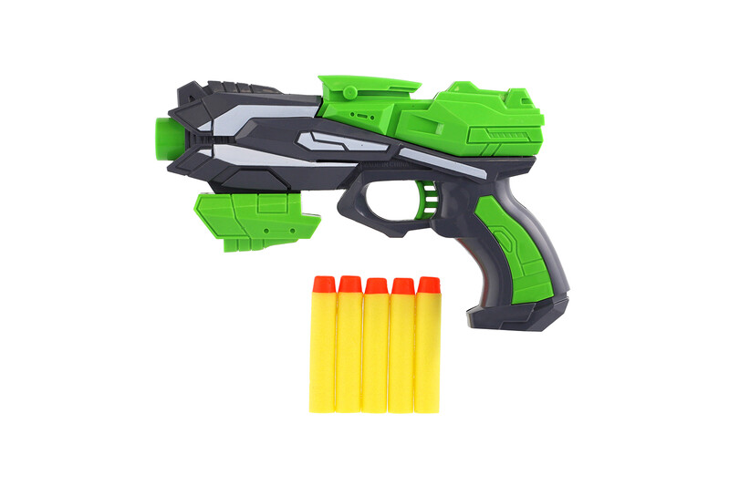 RAPPA - Pistole na pěnové náboje 20x14cm plast a 5ks nábojů zelená na kartě