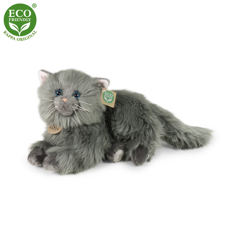 RAPPA - Plyšová perská kočka šedá ležící 30 cm ECO-FRIENDLY