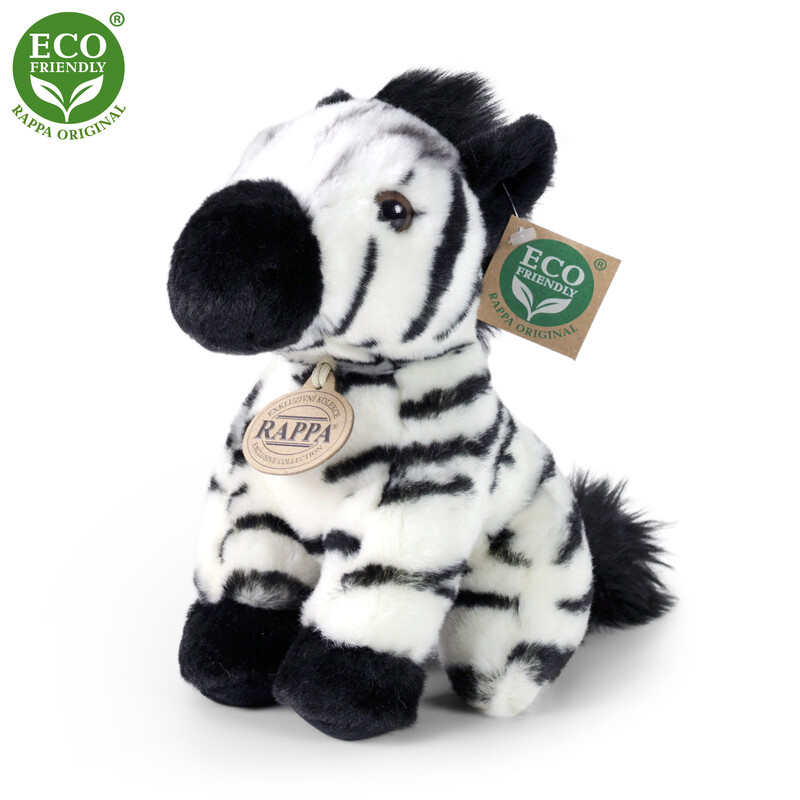 RAPPA - Plyšová zebra sedící 18 cm ECO-FRIENDLY