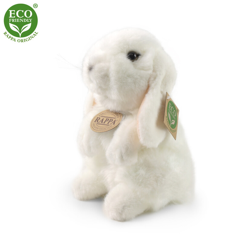 RAPPA - Plyšový králík bílý stojící 18 cm ECO-FRIENDLY