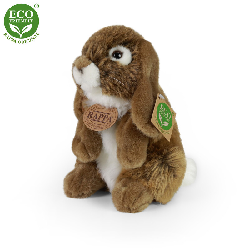 RAPPA - Plyšový králík hnědý stojící 18 cm ECO-FRIENDLY