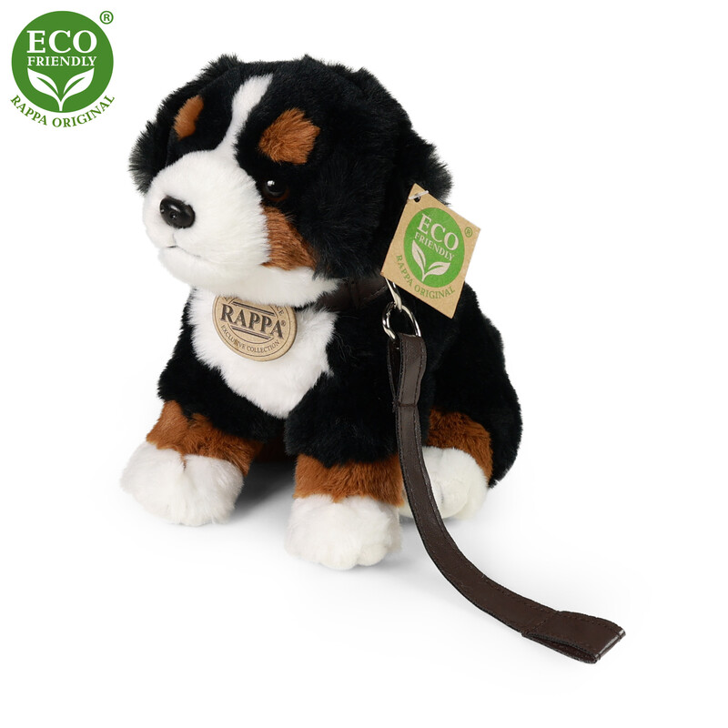 RAPPA - Plyšový pes bernský salašnický sedící s vodítkem 20 cm ECO-FRIENDLY