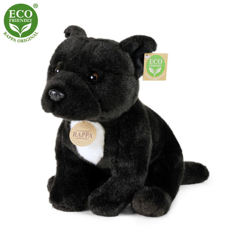 RAPPA - Plyšový pes stafordšírský bulteriér 30 cm černý ECO-FRIENDLY
