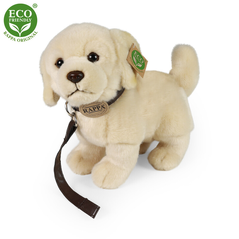 RAPPA - Plyšový pes zlatý retrívr stojící s vodítkem 25 cm ECO-FRIENDLY