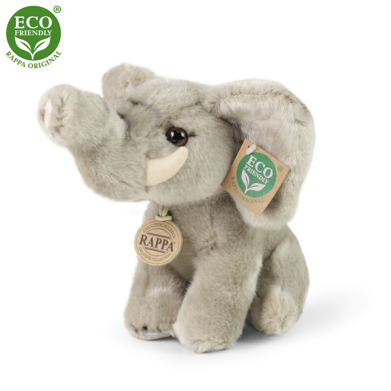 RAPPA - Plyšový slon sedící 18 cm ECO-FRIENDLY