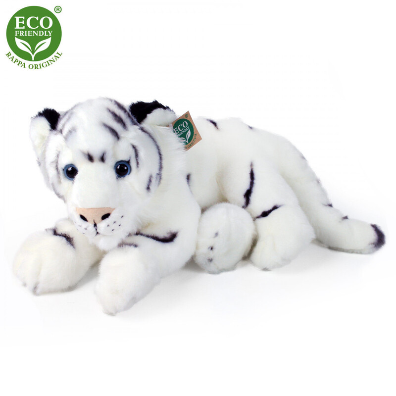 RAPPA - Plyšový tygr bílý ležící 36 cm ECO-FRIENDLY