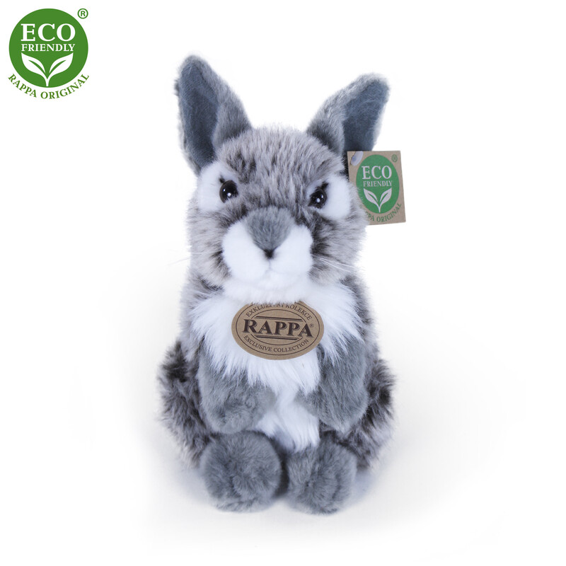 RAPPA - Plyšový zajíc šedý sedící 20 cm ECO-FRIENDLY