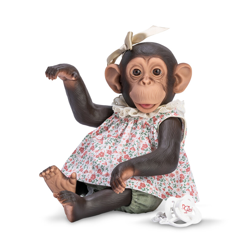 RAPPA - Realistická panenka od Asivil ze Španělska šimpanz Lola květina 35 cm