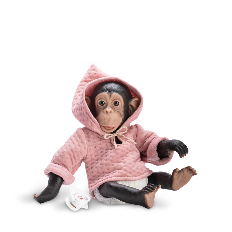 RAPPA - Realistická panenka od Asivil ze Španělska šimpanz Lola růžová 35 cm